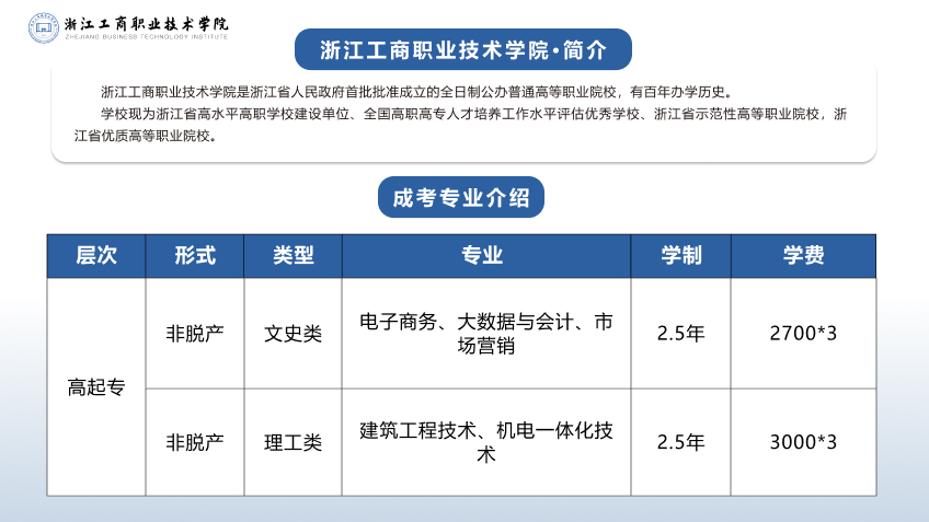 浙江工商职业技术学院成考招生
